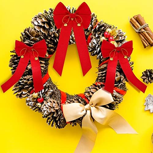 WILLBOND 18 Бр. Коледен Red Velvet Лък Jingle Bells Венец Панделки за Коледната Украса на Дома, 4x8 Инча
