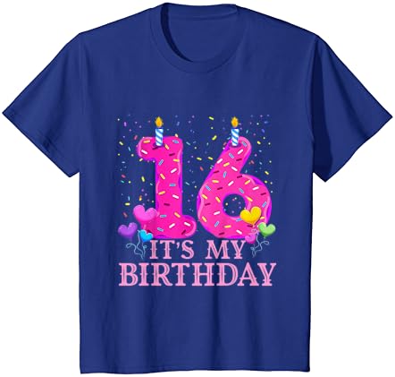 Тениска с Надпис Sweet donut Честит 16-годишна давност върху моя 16-ти Рожден ден