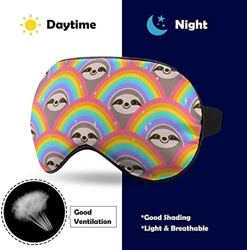 Честит Sloth Rainbow (1) Маска за очи с принтом, Светозащитная Маска за Сън с Регулируема Каишка за Пътуване, Замяна