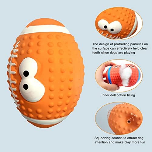 YIFONJ 2 бр., кучешки латексный вокален играчка топка, писклив латексный играчка топка за кучета, естествен латекс, здрав,