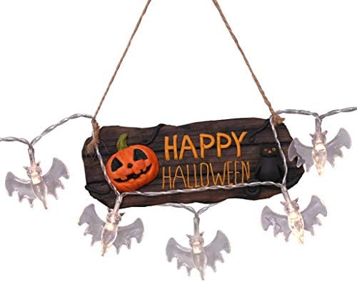JFLYOU Хелоуин Светлини, Топло Бяла Прилеп Вампир Led Венец Halloween Night Party Bar Decor Battery (Многоцветен, B)