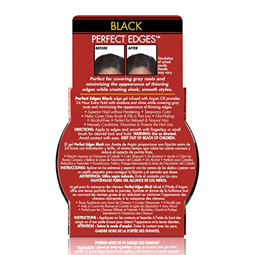 Гел за коса с аргановым масло, Perfect Edges Black от Крем of Nature, 24-часова фиксация, хидратация и екзотични блясък,