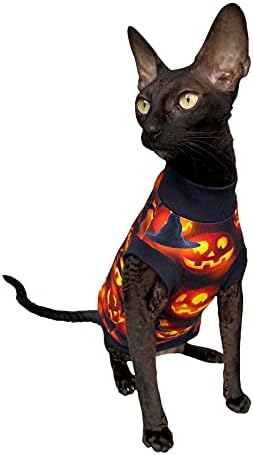 Тениска Котомоди с Безволосым котка Luciano's Хелоуин за Сфинкса и Голи котка (Голяма)