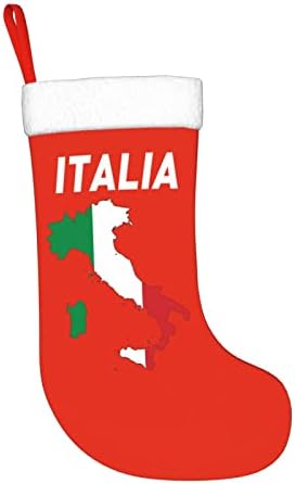 Cutedwarf Italia Италия Италиански Флаг Коледен Отглеждане На Коледни Празнични Украси Камина Окачен На Стелката 18 Инча(А)