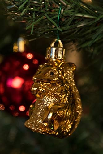 Комплект украси за Коледната елха на Deli Creations с блестяща Златна катерица | 4 опаковки | Празничен декор | Лека,