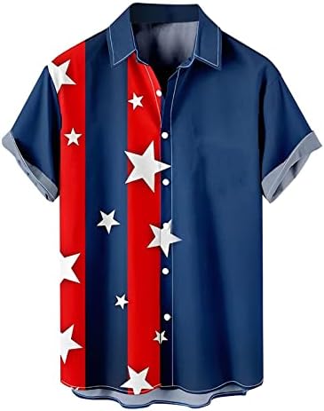Лятна мъжка Тениска, за Мъже Пролетно-Лятна Тениска за Честването на Деня на Независимостта, Ежедневни Реколта Риза с