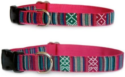 Нашийник за куче в рубинено-розова ивица е с юго-запад: жаккардовая плат в стил на племената навахо, индианци и мексиканци