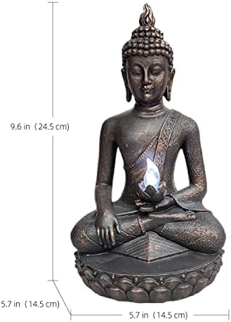 Статуята Медитира на Буда в слънчева батерия CHRUI на открито, 13 инча височина, Античната Скулптура от Полирезина -