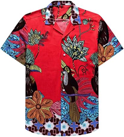 Стилните тениски за мъже,2023 Мъжки Хавайски Ризи с Цветен Модел На Копчета, Плажни Ризи за Тропически Почивки, Летни
