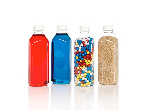 (6) 32 грама. Прозрачни бутилки сок от хранително-пластмаса с черни капаци за защита от отваряне (6 бр. / опаковане.)