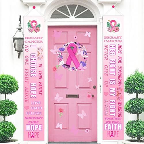 Информираността за Рака на гърдата Розовата Лента Завеса Двустишие Вратата на Прозореца Виси Добре дошли Банер Празничен