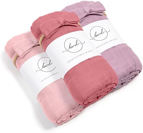 Комплект одеала за свободни Baby Want Designs от бамбуково памук; 3 опаковки; Мек и устойчив плат; Пеленание за новородени; Размер на 47 X 47 см - Прашни-Розово/Лилаво / Розово дъ