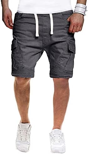 Мъжки Спортни Къси Панталони На Чист Цвят, С Бандажным Джоб, Ежедневни Свободни Спортни Панталони С Завязками, Панталони