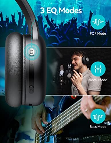 Безжични Bluetooth слушалки TECKNET с течение на времето на възпроизвеждане на 65 часа, Сгъваеми Леки слушалки с микрофон за КОМПЮТЪР, дълбоко басовым стерео звук Hi-Fi с 3 реж?