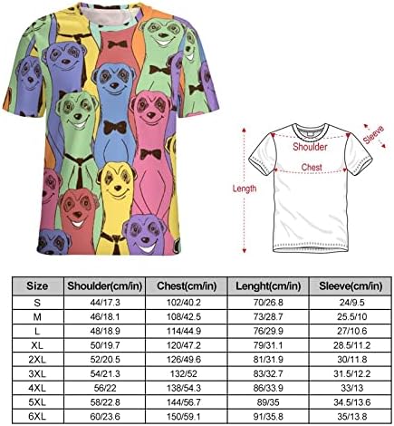 Мъжка тениска с 3D Принтом Цветни Сурикатите, Тениска с къс ръкав и кръгло деколте, Ежедневни Блузи