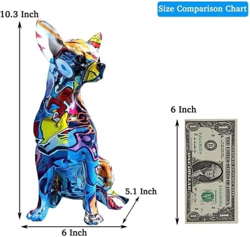 Щата Чихуахуа Творческа Изкуството Графити Многоцветен Куче Прилив На Цветове Кукла Статуя От Смола Вътрешно Модерна