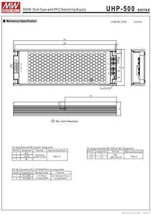 Meanwell UHP-500R-15 15V 33.4 A 501 Вата, Тънък Тип с импулс източник на захранване LED ПФК
