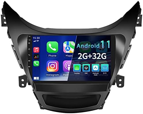 Android 11 Автомобилна стерео система за Hyundai Elantra 2012 2013 с wi-fi Apple Carplay Android Auto, 9 'Сензорен екран 2 + 32G в тире GPS-радио с Навигация, WiFi, Bluetooth FM RDS Hi-Fi EQ SWC + Резервно помещение