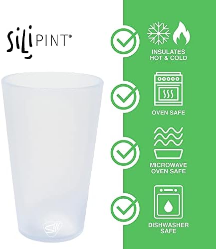 Silipint: Силикон Пинтовые чаши: 2 опаковки ледени Висулки -16 грама, за Многократна употреба Нечупливи Чаши, Гъвкави, за гореща / студена вода, нескользящие, удобно захва?