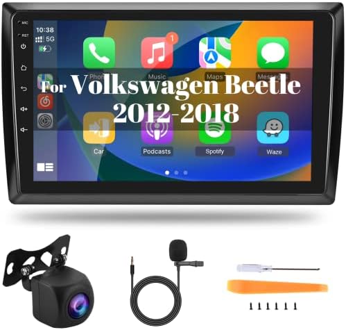 Автомобилна стерео Радио за Volkswagen Beetle 2012-2018, 9 HD Сензорен екран Android с wi-fi Apple Carplay и Android Автоматично Bluetooth, WiFi, GPS Навигация Hi-Fi USB SWC Резервна Камера с Двойна микрофон
