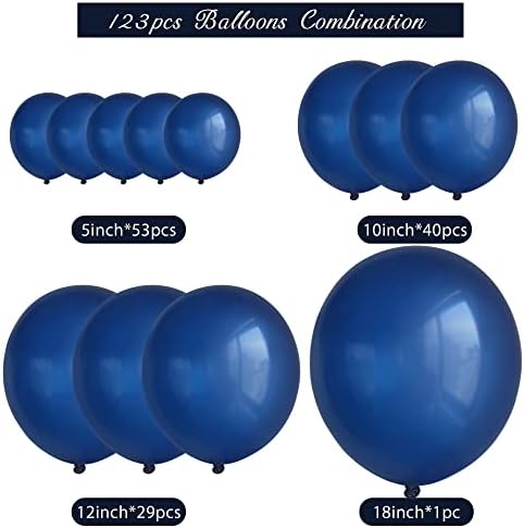 Тъмно Сини балони с Различни размери 123 бр. Синята Венец от Балони 18 сантиметра на 12 сантиметра 10 инча 5 инча, Украса