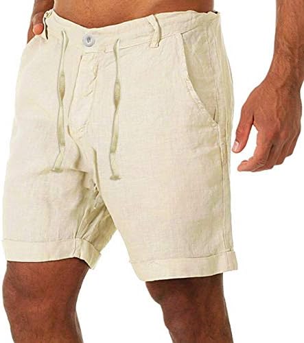 Ежедневни Ленени Шорти, Мъжки 7-инчов Стрейчевые Класически Намаляване на Летни Плажни къси Панталони за Йога с Завязками