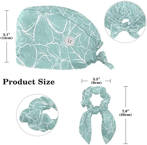 Работни Шапка с Пуговицей и Тренировъчната Лента, Регулируеми Работни Шапка с Бантиком-Ластик за Коса, за Жени и Мъже,