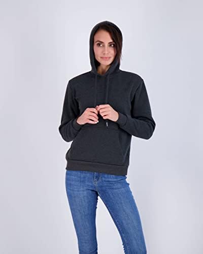 Real Essentials 3 опаковка: Женски, мек вълнен плат Пуловер с дълги ръкави, Hoody Active Sweatshirt с джоб-кенгуру (на
