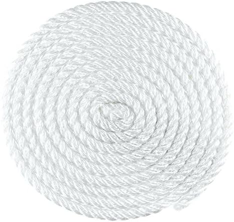 Висококачествена Бяла Усукана Найлон въже (2 инча х 25 Фута) - Универсален Домакински линия