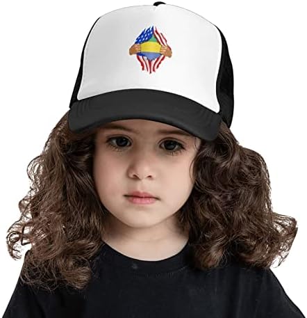 Детска бейзболна шапка със знамената на САЩ и Габон BOLUFE, има добра дишаща функция, естествен комфорт и пропускливост