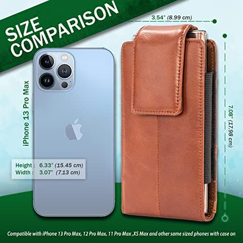 Ranboo 2 Pack - Кафява кожена кобур за телефон и Зелена найлонова чанта за мобилен телефон през рамо, съвместима с Samsung