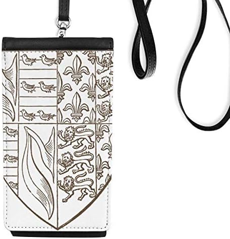 Черен, Бял Цвят Книги За Изкуството Щит Лъв Илюстрация Модел Телефон В Чантата Си Чантата Виси Мобилен Калъф Черен Джоба