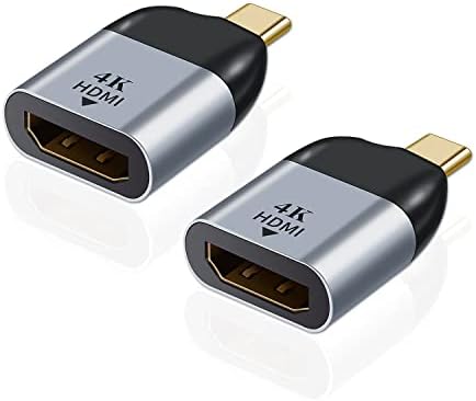 Адаптер AreMe USB C-HDMI (2 комплекта), 4K UHD Type-C-HDMI Женски Конвертор за MacBook Pro/Air Surface, iPad Pro, Galaxy,