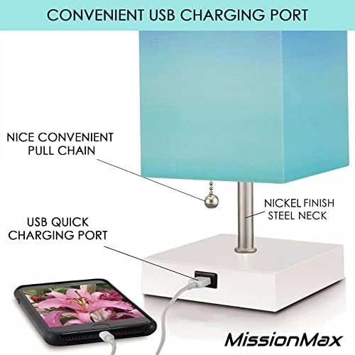 MissionMax Модерна малката настолна лампа Purple Haze с USB порт за бързо зареждане, чудесно за led нощни лампи, маса,