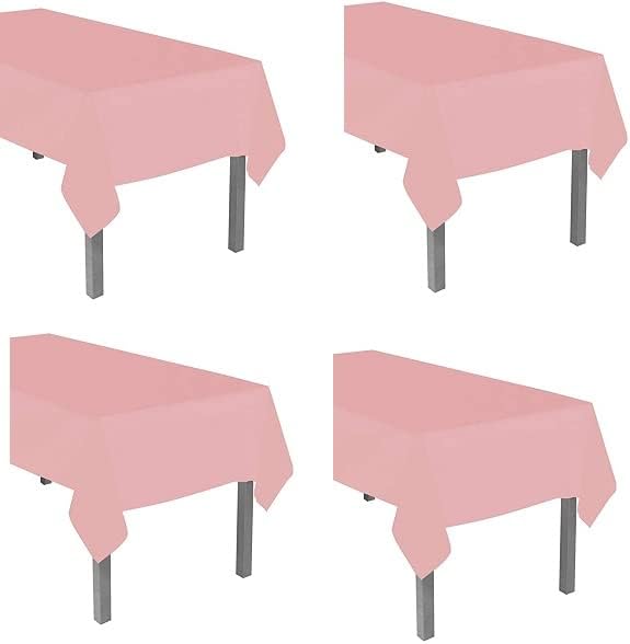Еднократни найлонови покривки за маса (4 опаковки, 54 x 108) (светло розово)