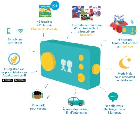 lunii - Ma Fabrique Histoires à - Децата да създават свои собствени Аудиоистории - Образователна играчка без екран -