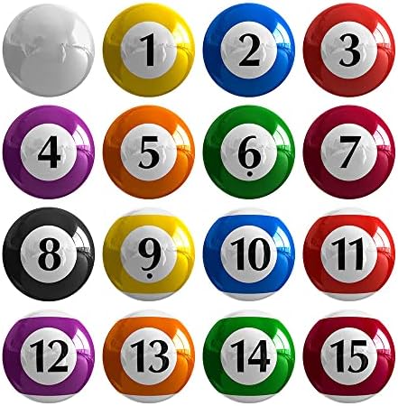 Билярдни Топки за Билярд, определени Pool Balls - Deluxe 2-1/4 Стандартен размер, Пълен набор от 16 професионални топки,
