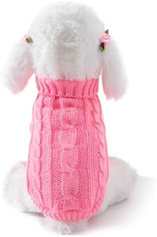 Класически Пуловер за малки Кучета и Котки, Трикотаж, Вязаный пуловер, Облекло (10 инча, Розов)