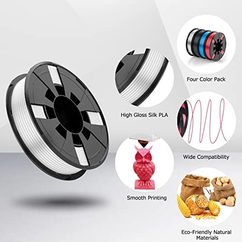 Комплект нишки BOSOKU PLA за 3D-принтери, 1,75 мм 250 г, Опаковки от 4 цвята, широко съвместим 3D принтер FDM-Черен,