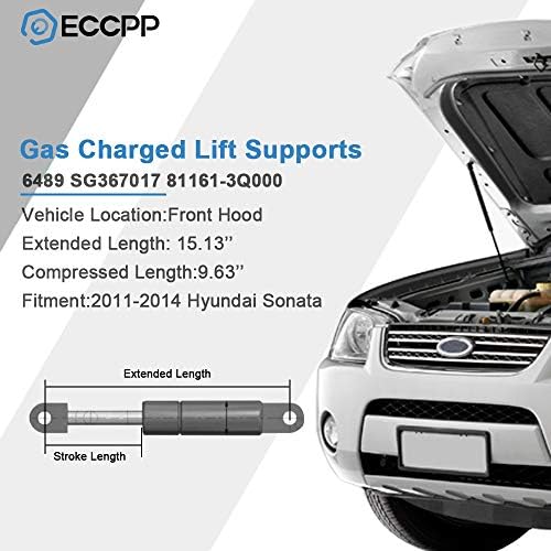Повдигаща опора ECCPP Багажник предния капак Газови Пружини за Hyundai Sonata 2011-2014, Съвместими с комплект стойки