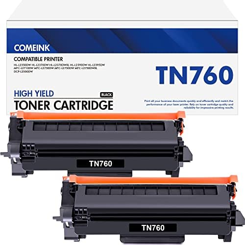 Тонер касета COMEINK TN760 TN-760 TN730: 2 опаковки черен тонер, съвместима с TN 760 TN-730, за принтер MFC-L2710DW HL-L2395DW