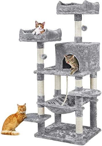 Yaheetech 59 инча Мулти-Апартамент-Кула за котки на едно Дърво с Когтеточками, Поставка за Котки, Мебели за Дома, Детска