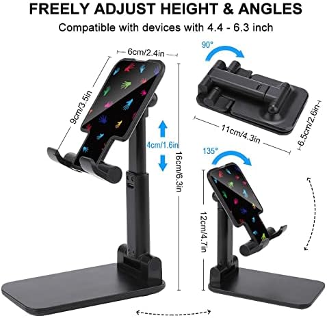 Цветен Отпечатък от Ръцете Сгъваема Поставка За мобилен Телефон С Регулируем Ъгъл на Наклона И Височината на Настолен