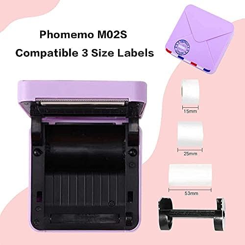 Джобен принтер Phomemo M02S - Мини Bluetooth термопринтер с 3 ролята на бяла хартия за етикети, съвместим с iOS + Android