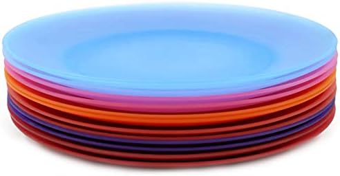 Набор от ежедневните чинии KX-ФАЯНС от 12 Небьющихся и многократна употреба 10-инчов пластмасови места за хранене чинии,