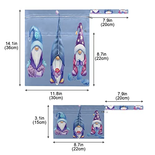 Kigai Водоустойчив Набор от Мокри Чанти и с Три Красиви Гномиками, Сини, Влажни, Сухи Торби за Филтър Памперси, Моющийся