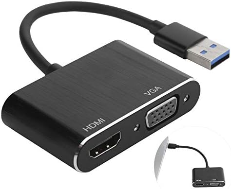 Адаптер Heyzoki USB3.0 за VGA-HDMI, конвертор HDMI-VGA, зарядно устройство за разширяване на дисплея с преобразувател