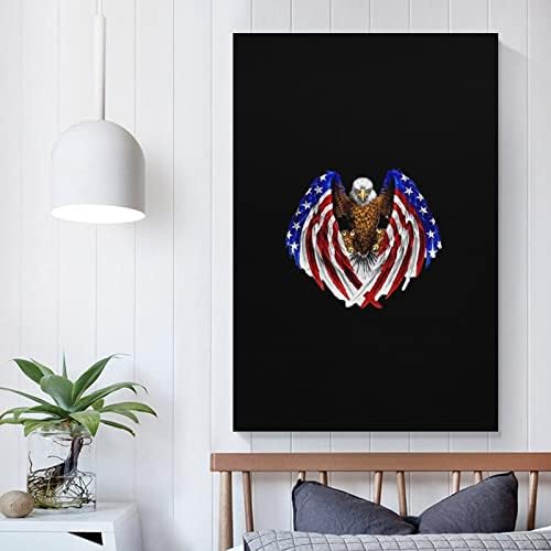Американският Флаг и Орел Печатна Картина на Стенно Изкуство, Съвременно Произведение, Вертикална Подвесная Картина за