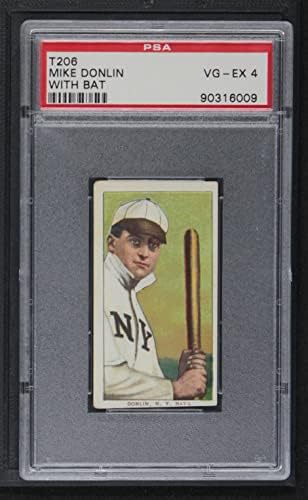1909 T206 БИТА Майк Донлина Ню Йорк Джайентс (Бейзболна картичка) (С бухалка) PSA PSA 4,00 Джайентс