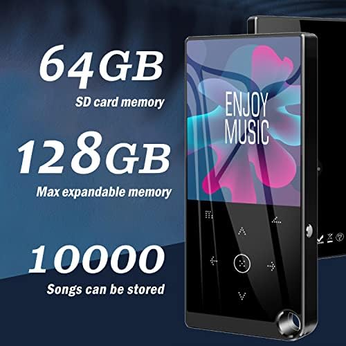 MP3-плейър за 64 GB с Bluetooth, Музикален плейър Sunoony с FM радио, Вградени говорители с висока разделителна способност